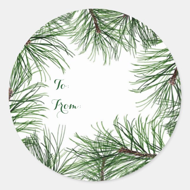Christmas Pine Round Stickers (Front)