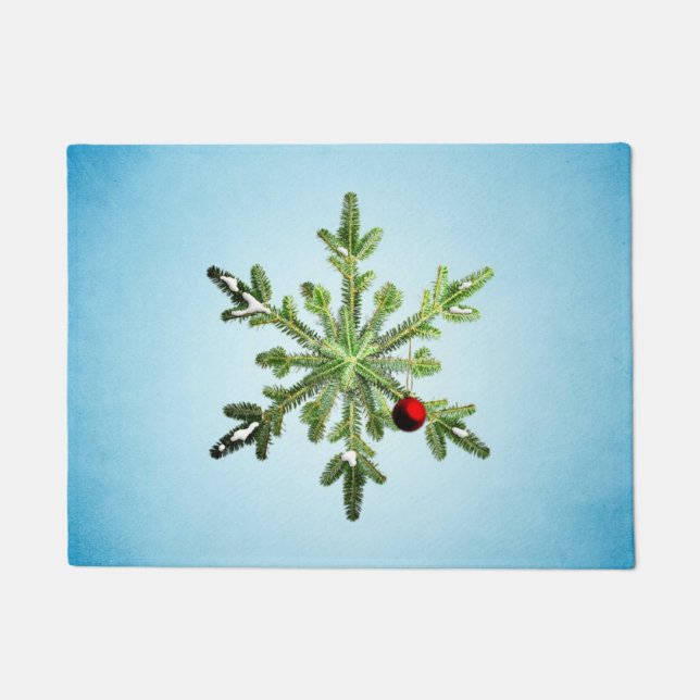Christmas Pine Snowflake Doormat (Front)