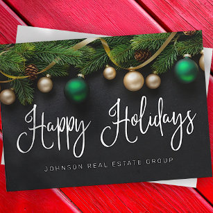 Christmas Pine Tree and Balls Elegant Business Holiday Card