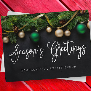 Christmas Pine Tree and Balls Season's Greetings Postcard