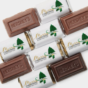 Christmas Pine Tree and Mistletoe Candy Wrapper Hershey's Miniatures