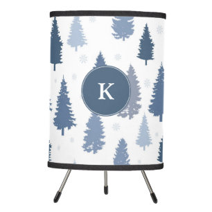 Christmas Pine Tree and Snowflakes Pattern Tripod Lamp