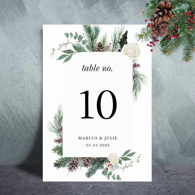 Christmas Pine Tree Elegant Wedding Table Number (Creator Uploaded)
