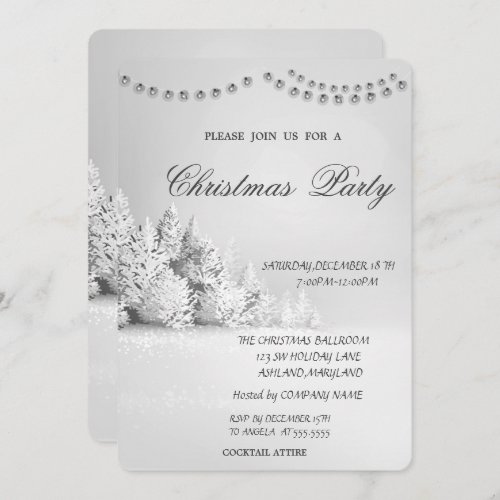 Christmas Pine Tree ForestLights Christmas Party Invitation