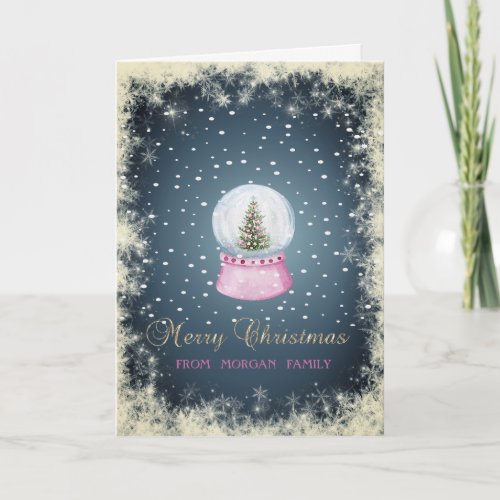 Christmas Pine Tree GlobeSnow Holiday Card