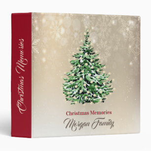 Christmas Pine Tree Gold 3 Ring Binder