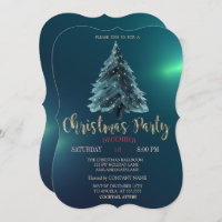 Christmas Pine Tree, Green Christmas Company Party Invitation