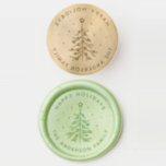 Christmas Pine Tree Happy Holidays  Wax Seal Stamp<br><div class="desc">Simple round wax seal stamp with "Happy Holidays" script and Christmas pine tree.w</div>