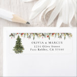 Christmas Pine Tree Lights Wedding Return Address Label<br><div class="desc">Boho Rustic Christmas Pine Tree Lights Winter Holiday Wedding Return Address Label. Bohemian style drop botanicals address label with elegant and simple boho rustic tree and pine botanicals in hand-printed watercolor. The unique lights tree is gorgeous for boho Christmas and winter weddings. Editable address label for holiday and winter weddings....</div>