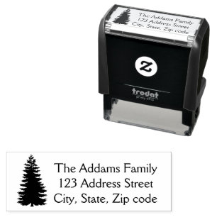 Christmas Pine Tree Mailing Address Family Name Self-inking Stamp