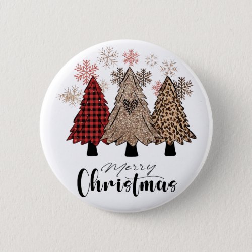 Christmas Pine Tree Merry Christmas Button