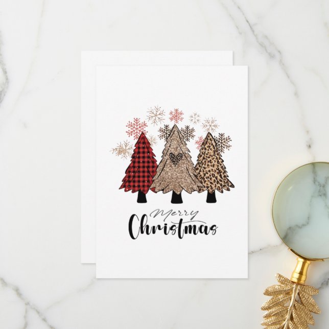 Christmas Pine Tree Merry Christmas Thank You Card (Front/Back In Situ)