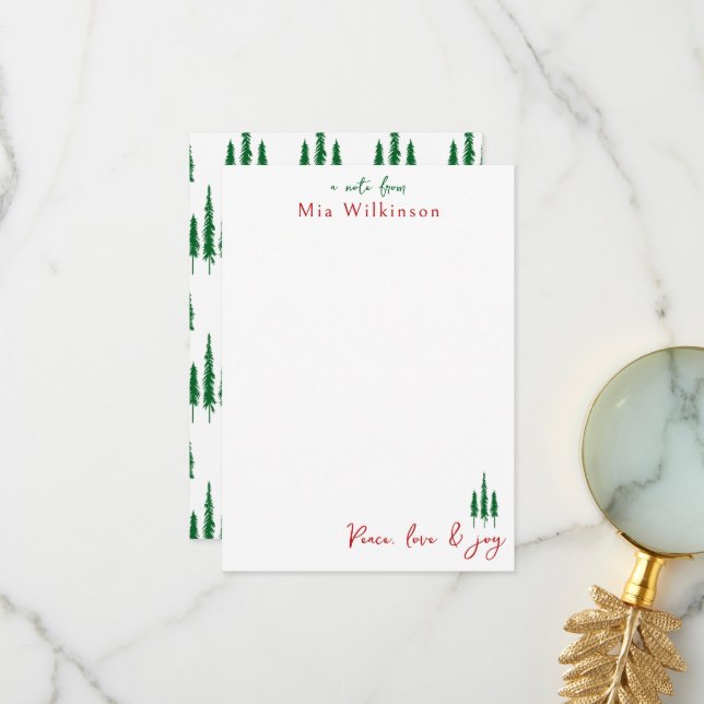 Christmas Pine Tree Note Card (Front/Back In Situ)