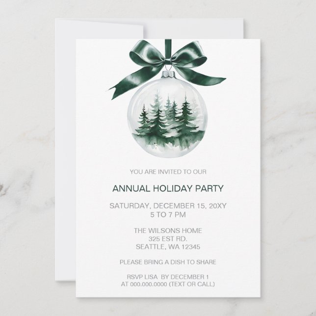 Christmas Pine Tree Ornament  Holiday Card (Front)