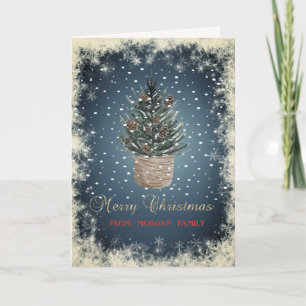 Christmas Pine Tree,Pine Cones,Snow Holiday Card