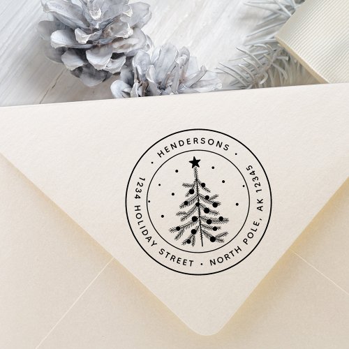 Christmas Pine Tree Return Address Rubber Stamp