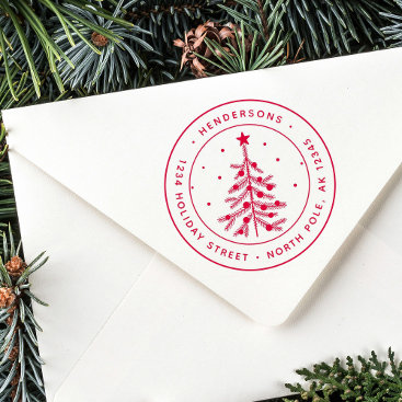 Christmas Pine Tree Return Address Self-inking Stamp