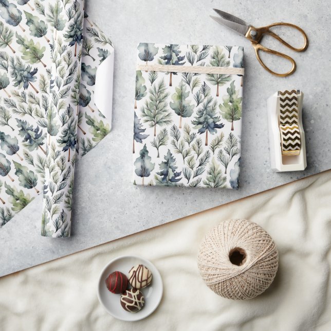Christmas pine tree rustic wrapping paper (Crafts)