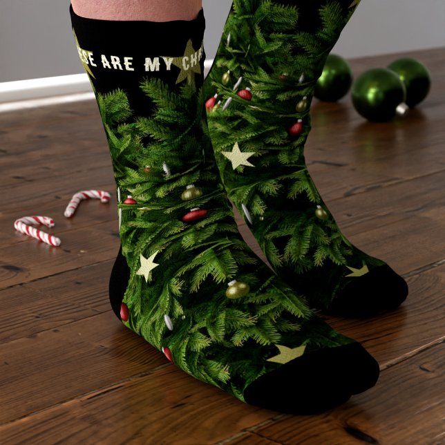 Christmas Pine Tree Socks Funny Festive Mens Gift (These are your Christmas tree socks. Makes a great gift for him or her. Just add your name or text)