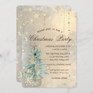 Christmas Pine Tree,Star,Snowflakes Christmas Invitation