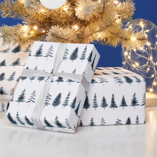 Christmas Pine Tree Watercolor Minimal Wrapping Paper