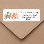 Christmas Pine Tree Watercolor Return Address Label<br><div class="desc">Simple and elegant return address labels for your holiday correspondence featuring a beautiful watercolor abstract of pine trees in muted sage green,  red,  gold and orange and your name and address in simple modern typography.</div>
