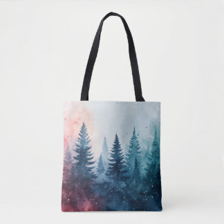 Christmas Pine Tree Watercolor Tote