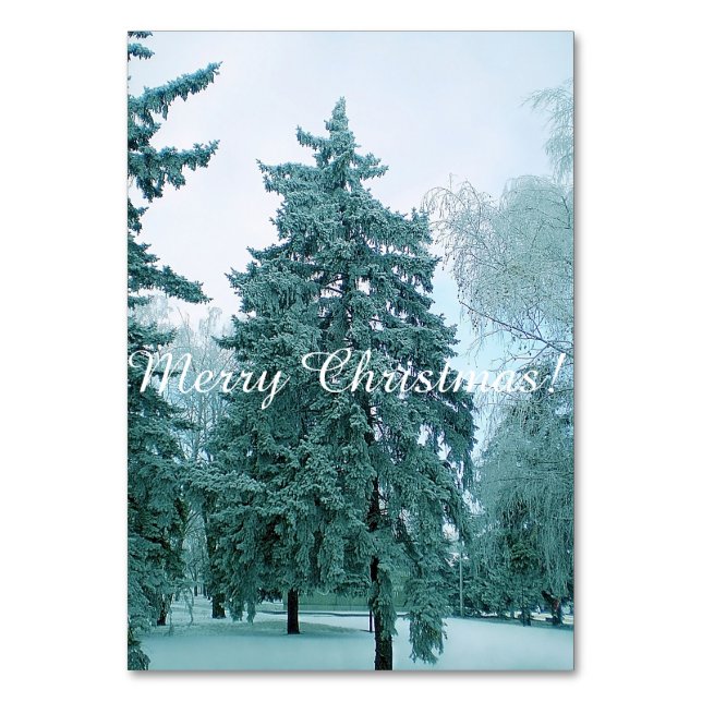 Christmas pine tree with snow table number (Front)
