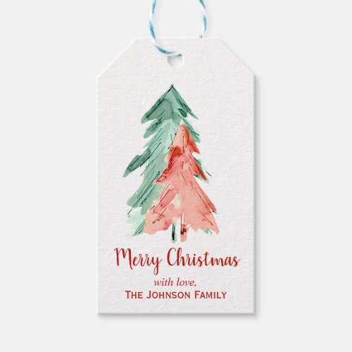Christmas Pine Trees Abstract Minimal Personalized Gift Tags