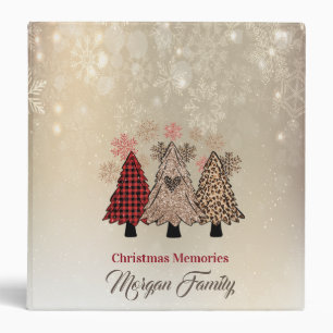 Christmas Pine Trees,Buffalo Plaid,Glitter 3 Ring Binder