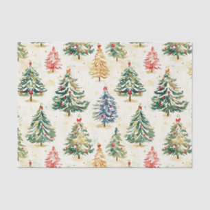 Christmas Pine Trees Colorful Pattern Tissue Paper