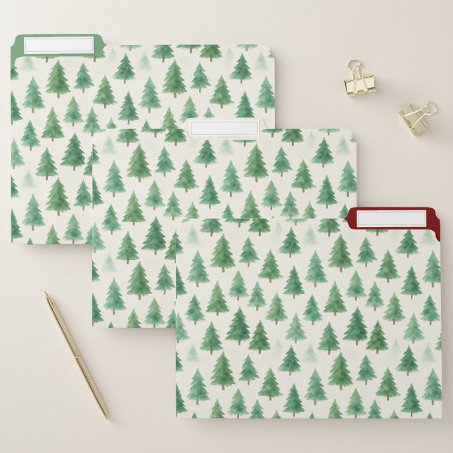 Christmas Pine Trees File Folder – Modern  (Set)
