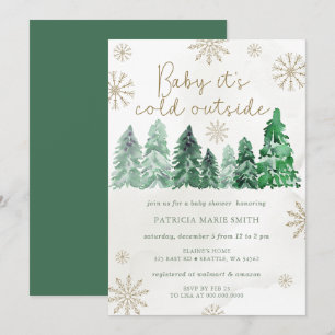 Christmas Pine Trees Gender neutral Baby Shower Invitation
