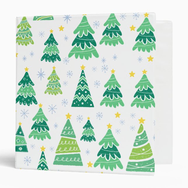 Christmas Pine Trees Pattern 3 Ring Binder (Front/Inside)