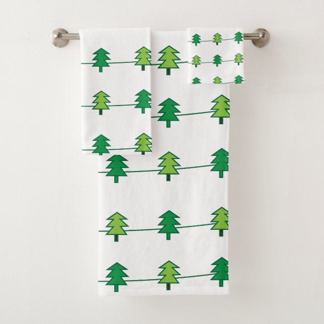 Christmas Pine Trees Simple Elegant Bath Towel Set (Insitu)