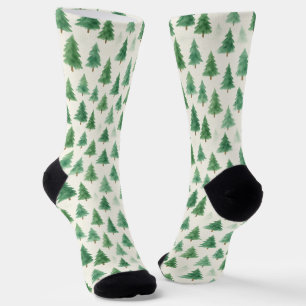 Christmas Pine Trees Socks – Modern Watercolor