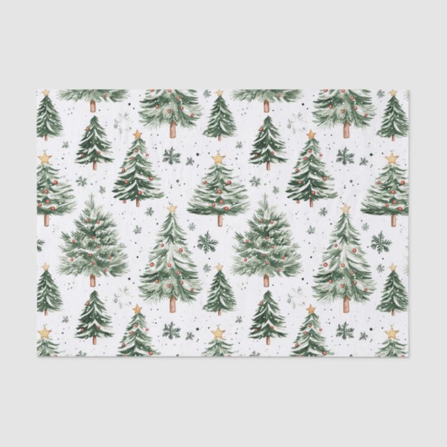 Christmas Pine Trees Whimsical Pattern Tissue Paper (Front)