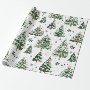 Christmas Pine Trees Whimsical Pattern Wrapping Paper