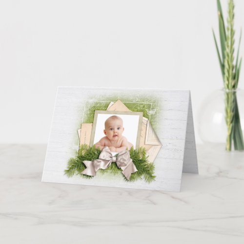 Christmas Pine Vintage Photo Frame Holiday Card