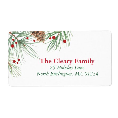 Christmas Pine Watercolor  2016 Chrismas Address Label