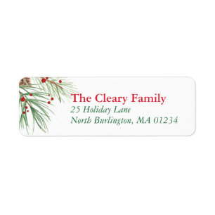 Christmas Pine Watercolor   2016 Chrismas Return Label