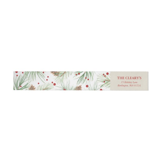 Christmas Pine Watercolor | 2016 Wrap Around Label (Individual)