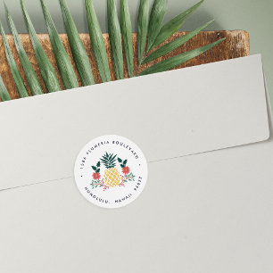 Christmas Pineapple Holiday Return Address Classic Round Sticker