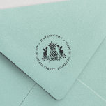 Christmas Pineapple | Holiday Return Address Self-inking Stamp<br><div class="desc">Tropical chic holiday return address rubber stamp features your name and return address encircling a Christmas pineapple illustration flanked by poinsettia flowers,  holly and pine boughs.</div>