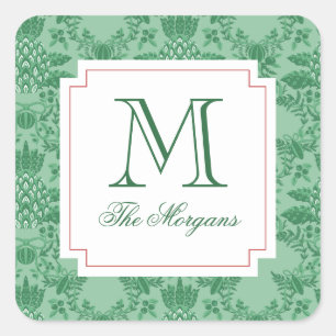 Christmas Pineapple Ornaments Monogram Gift Square Sticker