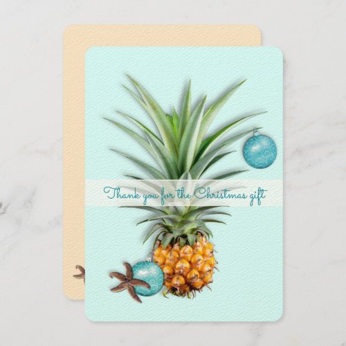 Christmas Pineapple Thank You Blank Flat Card