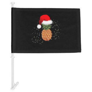 Christmas Pineapple With Santa Hat Xmas Holiday Car Flag