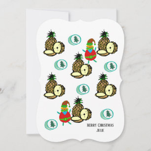 Christmas Pineapples, Santa Flat Greeting Card