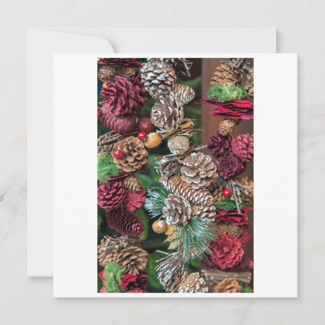 Christmas Pinecone Decorations Holiday Card (Front)