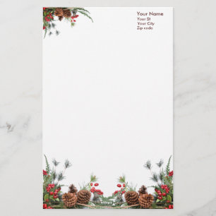 christmas pinecones stationery